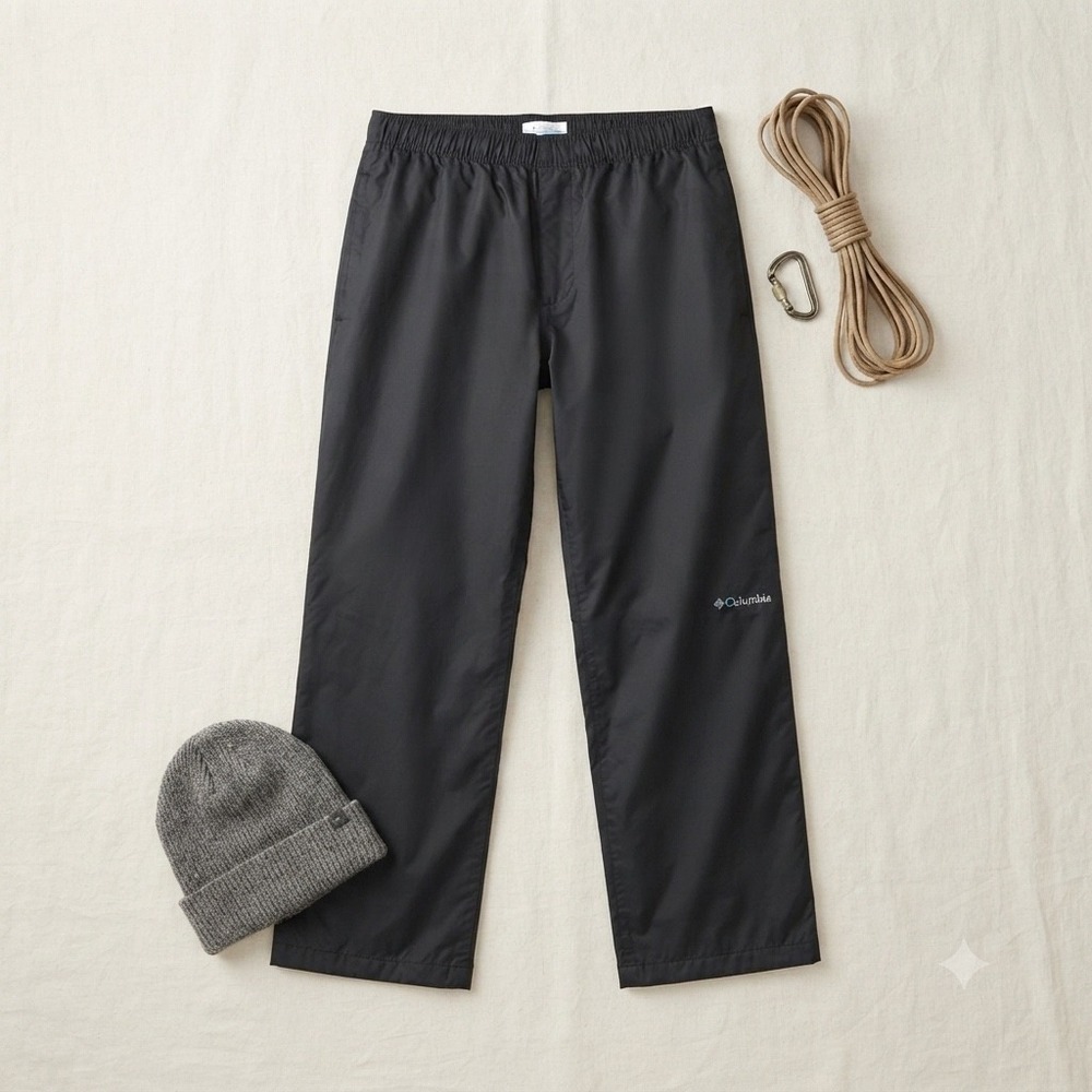 Columbia Rain Pants Mens L 30L Black Omni-Tech Waterproof Hiking Outdoor XM8175